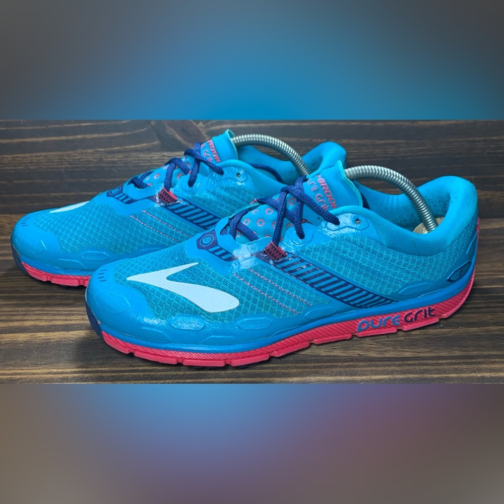 Brooks Pure Grit Womens Size 10.5 Shoes Blue Pink Trail Athletic Sneakers